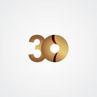 30 Years Anniversary Celebration Gold Vector Template Design Illustration