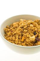 Granola in a white bowl photo