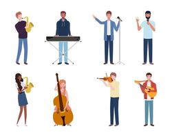 group of young people playing musical instruments vector