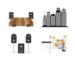 bundle of musical band icons vector