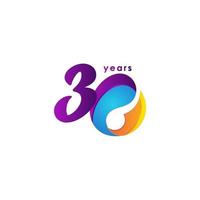 Ilustración de diseño de plantilla de vector de número de celebración de aniversario de 30 años