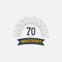 Ilustración de diseño de plantilla de vector de celebraciones de aniversario de 70 años