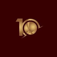 10 Years Anniversary Celebration Elegant Number Gold Vector Template Design Illustration