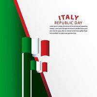 Feliz día de la república de Italia celebración vector plantilla diseño ilustración