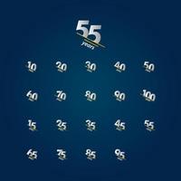 55 Years Anniversary Celebration Blue and White Vector Template Design Illustration