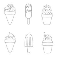 helados de dibujos animados de color. página para colorear para niños. vector