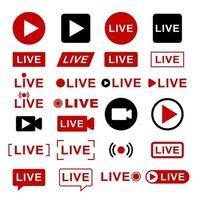 Live streaming icon set vector