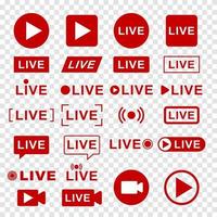 Live streaming icon set vector