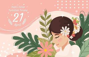 Kartini Day Background Flat Style Template vector