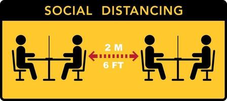Keep the distance in restaurants sign vector