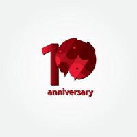 Ilustración de diseño de plantilla de vector de celebración de aniversario de 10 años