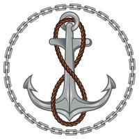 Anchor and rope vector surrounded by chains