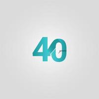 40 Years Anniversary Celebration Blue Line Vector Template Design Illustration