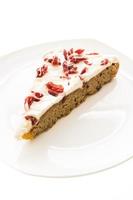 Cranberry cake on white plate photo