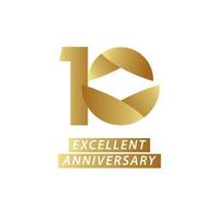 10 Years Anniversary Gold Celebration Vector Template Design Illustration