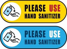 Use Hand Sanitizer sign set vector