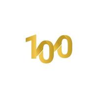 Ilustración de diseño de plantilla de vector de línea de oro de celebración de aniversario de 100 años