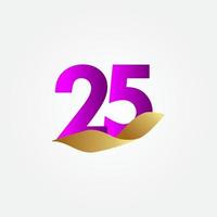 Ilustración de diseño de plantilla de vector de celebración púrpura de aniversario de 25 años