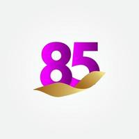 Ilustración de diseño de plantilla de vector de celebración púrpura de aniversario de 85 años
