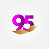 Ilustración de diseño de plantilla de vector de celebración púrpura de aniversario de 95 años