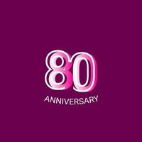 Ilustración de diseño de plantilla de vector de línea púrpura de celebración de aniversario de 80 años