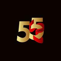 55 Years Anniversary Ribbon Celebration Vector Template Design Illustration
