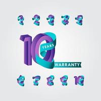 10 Years Warranty Ribbon Vector Template Design Illustration