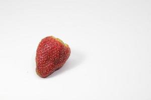Single strawberry on a white background photo