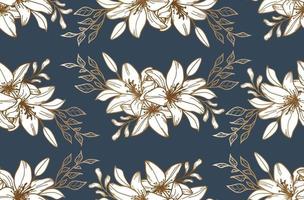 Seamless pattern with golden lilies. Flower background. Textile. Fabric pattern. vector