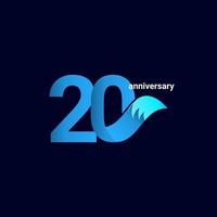 20 Years Anniversary Celebration Blue Fox Model Vector Template Design Illustration