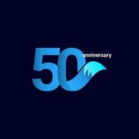 50 Years Anniversary Celebration Blue Fox Model Vector Template Design Illustration