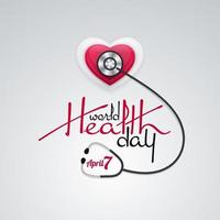 World Health Day Banner Heart Shape and Stethoscope vector