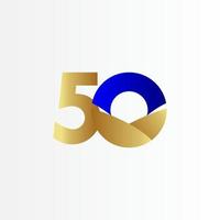 50 Years Anniversary Blue Gold Celebration Vector Template Design Illustration