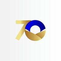 Ilustración de diseño de plantilla de vector de celebración de oro azul de aniversario de 70 años