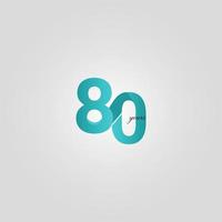 80 Years Anniversary Celebration Blue Line Vector Template Design Illustration