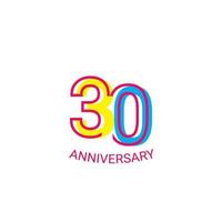 Ilustración de diseño de plantilla de vector de línea divertida de celebración de aniversario de 30 años