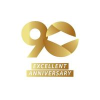 90 Years Anniversary Gold Celebration Vector Template Design Illustration