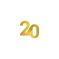 20 Years Anniversary Celebration Gold Line Vector Template Design Illustration