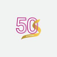 50 Years Anniversary Celebration Gold Ribbon Vector Template Design Illustration