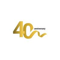 40 Years Anniversary Celebration Gold Ribbon Vector Template Design Illustration