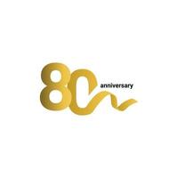 80 Years Anniversary Celebration Gold Ribbon Vector Template Design Illustration