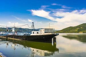 Ship at Danube gorge in Djerdap on the Serbian-Romanian border photo