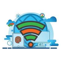 wireless conection illustration. Flat vector icon