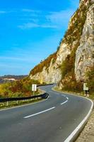 Road in Danube gorge in Djerdap on the Serbian-Romanian border photo