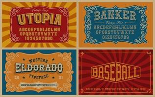 A bundle of vintage fonts, these fonts are perfect for short phrases or headlines and can be used for many creative products such as alcohol labels, emblems, posters, and many others vector