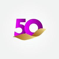 Ilustración de diseño de plantilla de vector de celebración púrpura de aniversario de 50 años