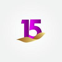 15 Years Anniversary Purple Celebration Vector Template Design Illustration