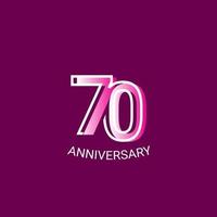 70 Years Anniversary Celebration Purple Line Vector Template Design Illustration