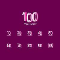 100 Years Anniversary Celebration Purple Line Vector Template Design Illustration