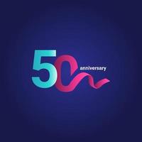 50 Years Anniversary Celebration Purple Ribbon Vector Template Design Illustration